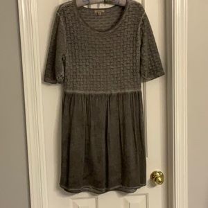 Anama Gray Pleated Puff Sleeve Sundress